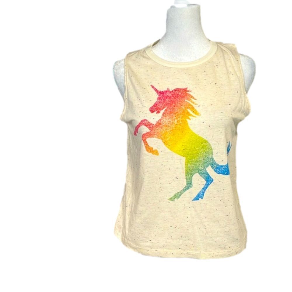 Stranded Confetti Multi-Colored Unicorn On Cream … - image 2
